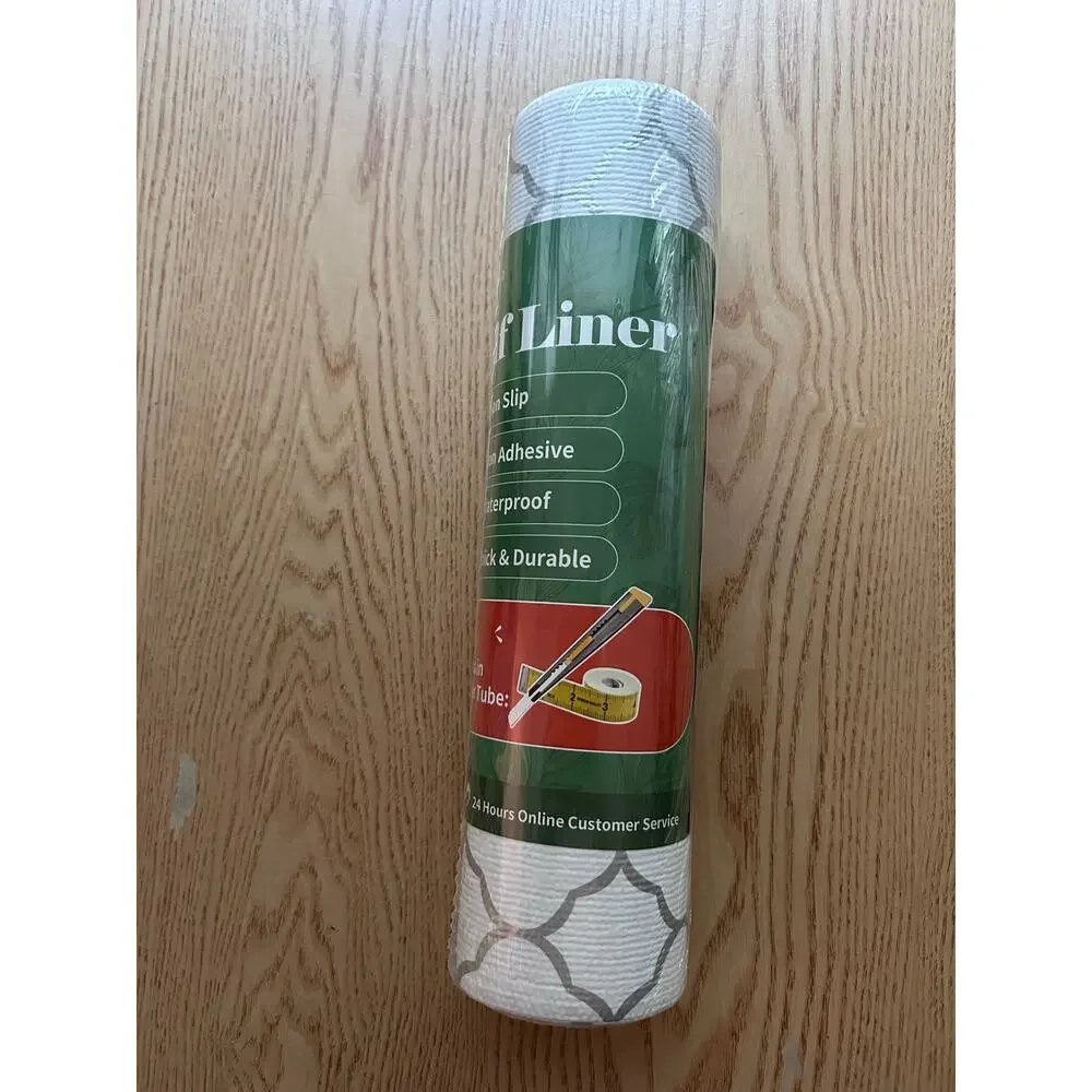 New White Geometric Shelf Drawer Liner Roll Non-Slip Waterproof Non Adhesive